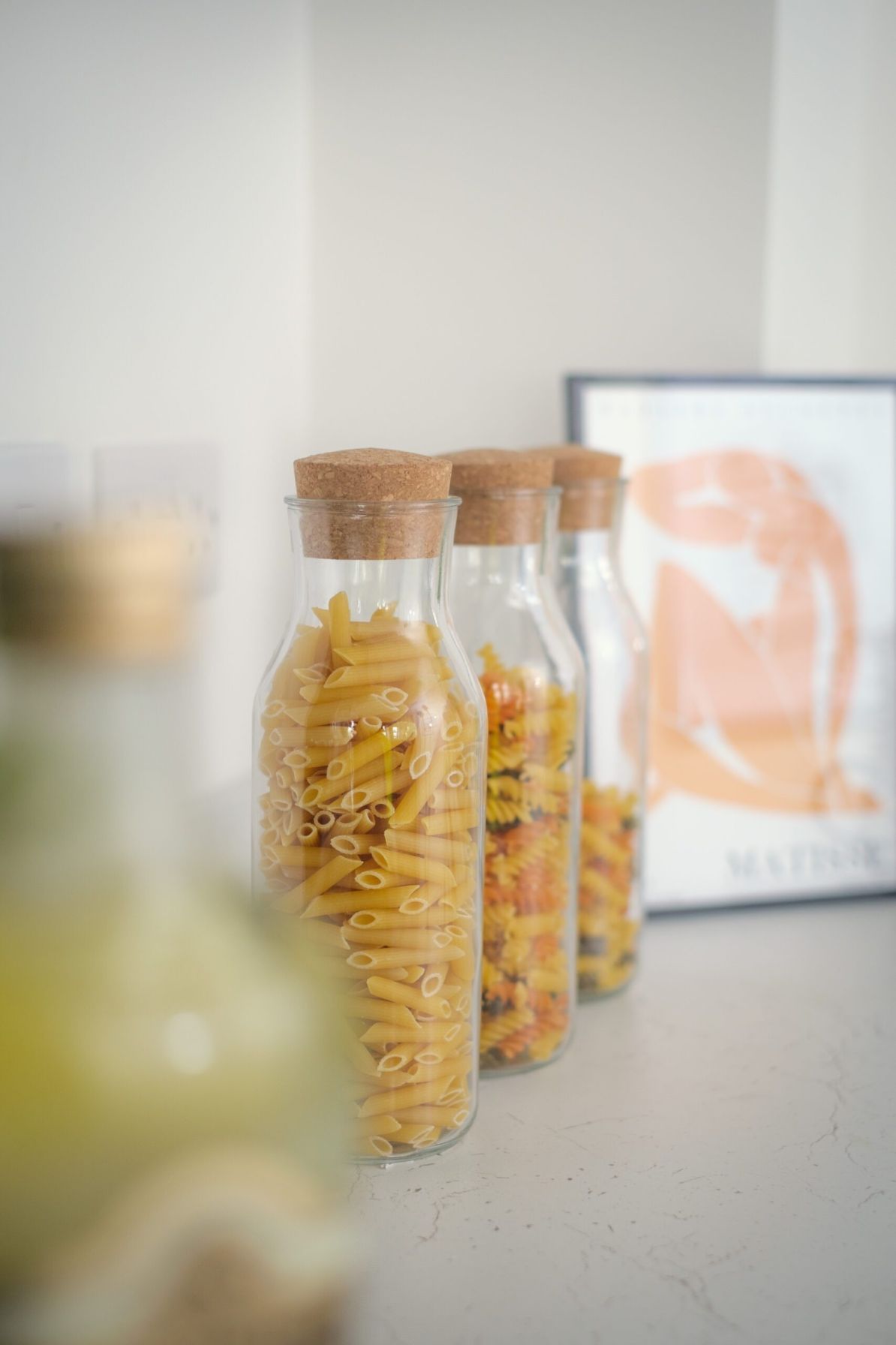Bryan House pasta in glass bottles